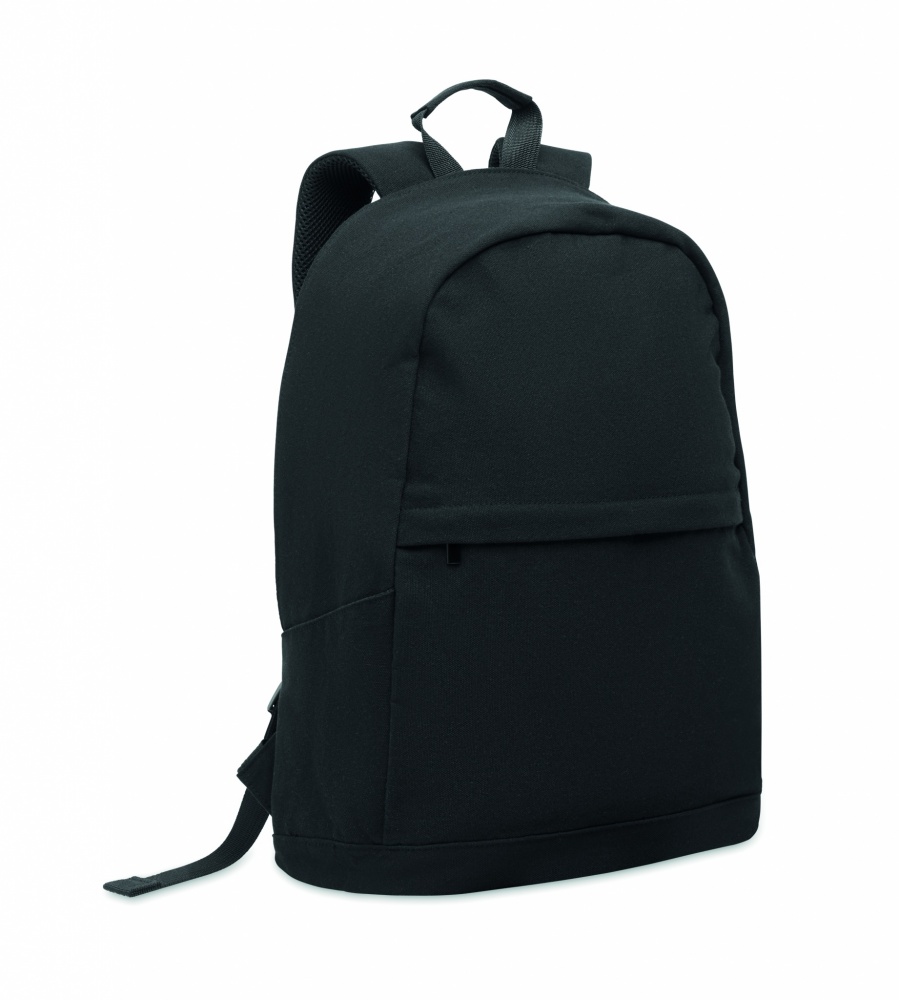 Logo trade promotional merchandise image of: A 15-inch laptop backpack made of recycled pre-consumer cotton and recycled polyester with customizable printing.
